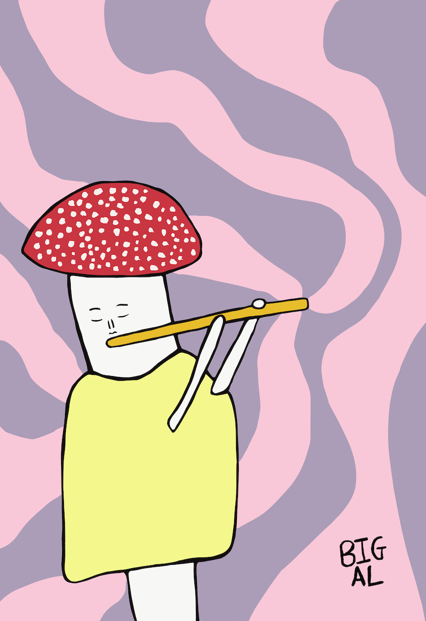 Mushroom Playing a Flute Print