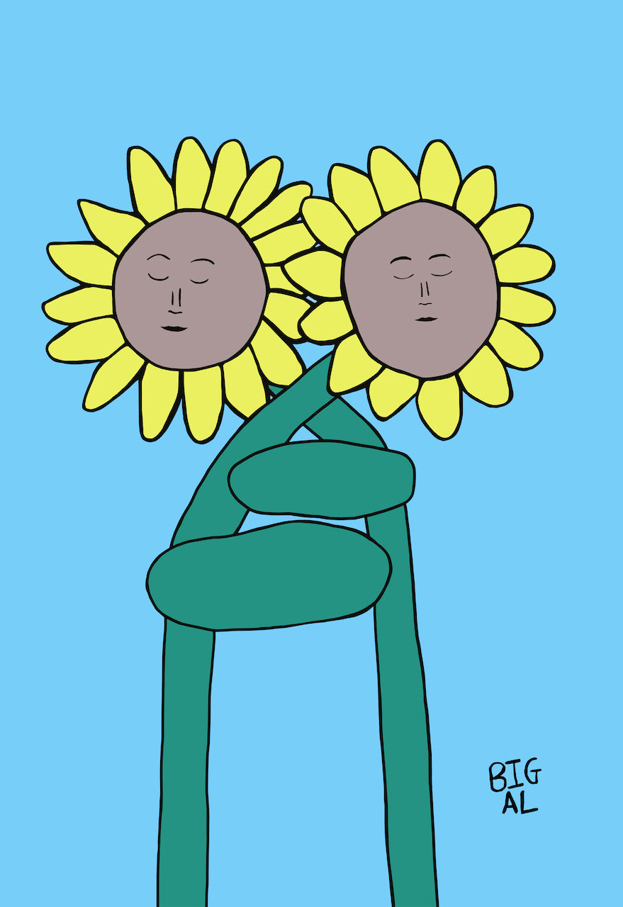 Sunflowers Hugging Print