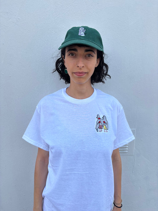 Pigeons Boxing Embroidered T-Shirt