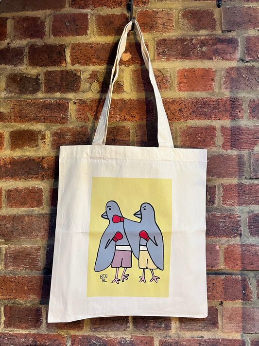 Pigeons Boxing Tote Bag