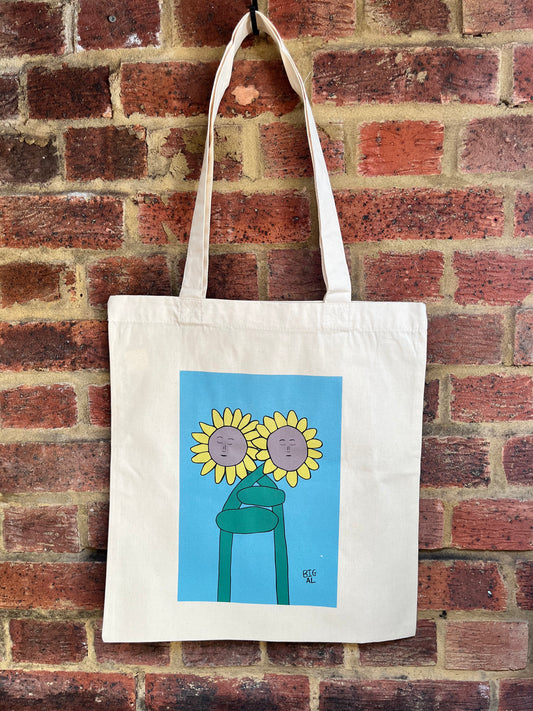 Sunflowers Hugging Tote Bag