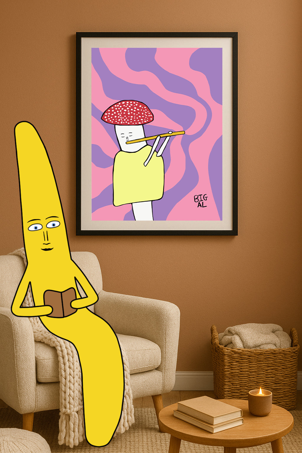 Mushroom Playing a Flute
