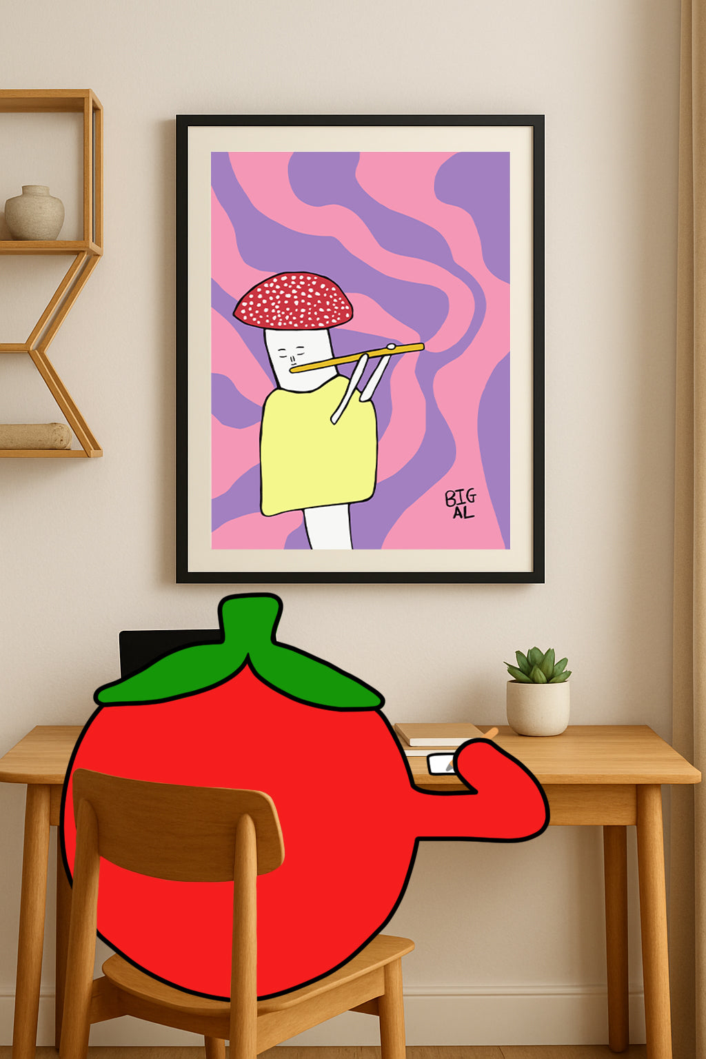 Mushroom Playing a Flute