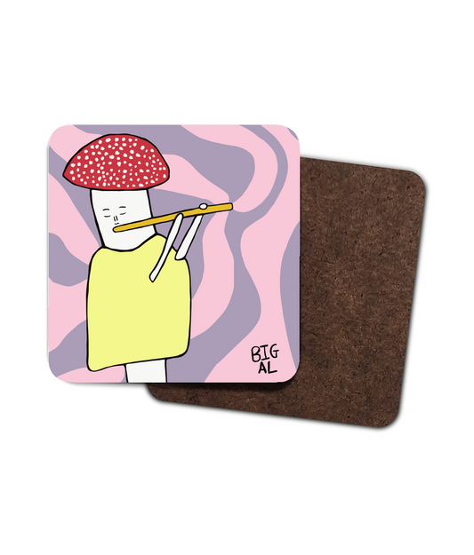 Coaster Mushroom playing Flute